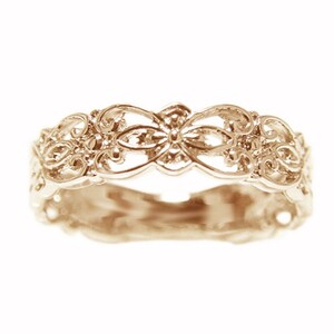 K18ピンクゴールド「透かし柄」地金デザインリング【 32056-3】