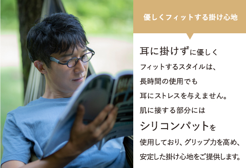 アウトドアにマッチする3Dプリンタ製老眼鏡 hammoc HM-R2 スクエア グレー +2.00