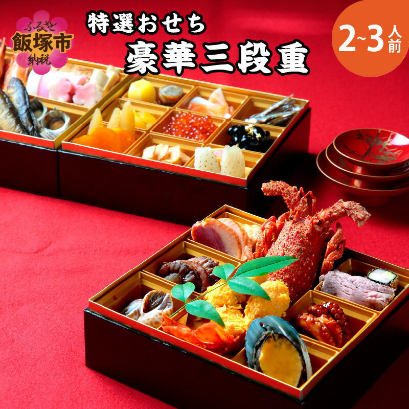 【ふるさと納税】特選おせち 豪華三段重(2-3人前)＜先行予約＞【H8-002】