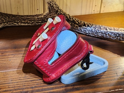 【レビューキャンペーン】ゴルフボールケース　3個入り（レッド） 本革 牛革 ゴルフ ゴルフボール ゴルフ用品 ゴルフボールケース ケース おしゃれ オリジナル レザー職人 手縫い フウネレザーファクト