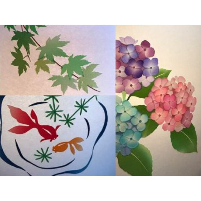 着物生地で作ったおしゃれな行灯（あんどん） 金魚と紫陽花 099H268_イメージ2