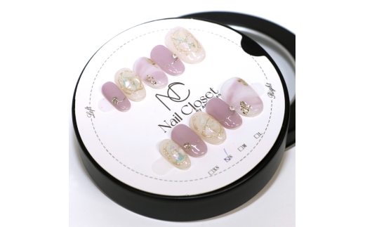 ネイルチップ　ミディアム【月紫】XSサイズ　Antellijan大宮ネイルサロンのハンドメイド　M3-XS　【11100-2130】