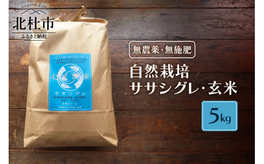 【令和7年度米】自然栽培ササシグレ（無農薬・無施肥）玄米5kg  米 むすび米 希少米 ギフト米 幻の米 八ヶ岳 大和ファーム 令和7年度米 山梨県 北杜市