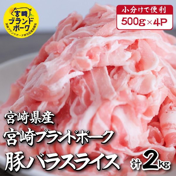 【毎月数量限定受付】国産 豚 みやざきブランドポーク バラスライス　2キロ（国産 豚肉 豚バラ肉 生姜焼き 焼肉 スライス 限定 小分け 宮崎 冷凍）