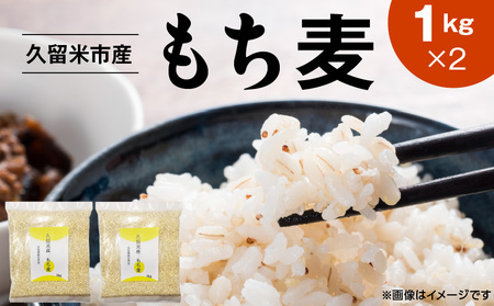 久留米市産もち麦（1kg×2）_久留米市産 もち麦 1kg × 2 九州産 くすもち二条 食物繊維 豊富 満腹感 栄養豊富 タンパク質 ビタミン ミネラル 免疫力 もちもち食感 水洗い不要 吸水不要 手軽 簡単 食品 福岡県 久留米市 お取り寄せ 送料無料 〔Gr053〕