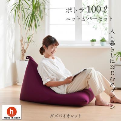 ふるさと納税 岡崎市 ハナロロのビーズクッション プレミアムポトラ100リットル ニットカバー付(ダズバイオレット)