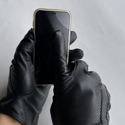 ふるさと納税 東かがわ市 手袋スマホ対応　高級羊革　筒絞りデザイン　紳士用25cm(L)黒 |  | 02