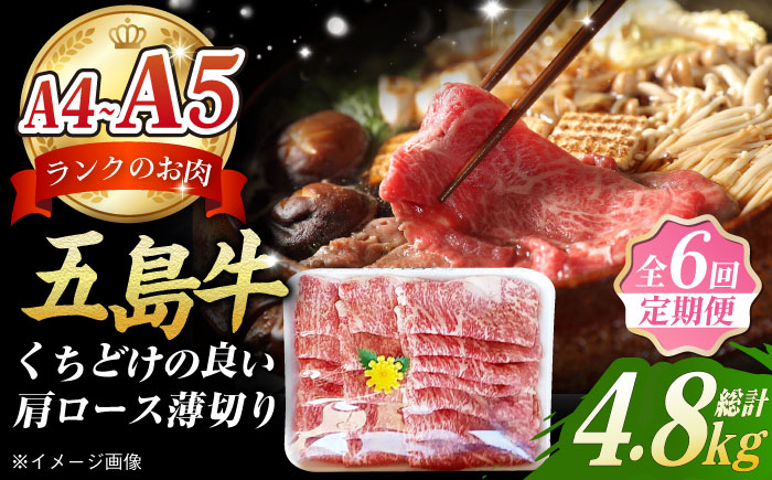 【全6回定期便】極上やみつき五島牛薄切り 800g【肉のマルヒサ】 [PCV021]