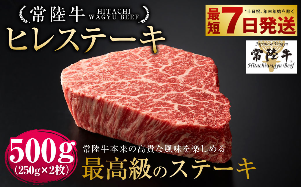 
            【常陸牛】ヒレステーキ 250g×2枚 | 計500g 牛肉 肉 お肉 ヒレ ステーキ 冷凍 茨城県 守谷市
          
