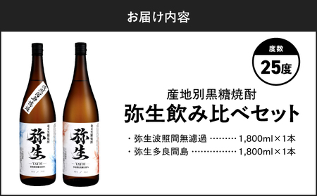 産地別黒糖焼酎 選べる 弥生飲み比べ セット 1800ml 2本入り（ 弥生波照間無濾過 25度 ＆ 弥生多良間島 25度 ） A185-034-02 黒糖焼酎 焼酎 酒 お酒 アルコール 黒糖 本格