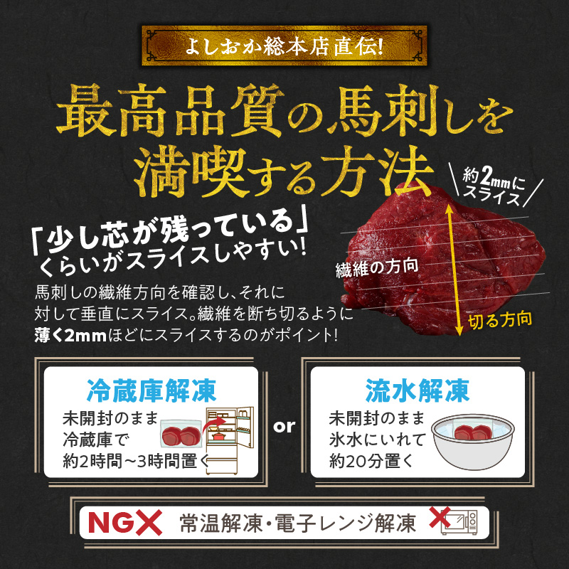 福岡県産　やわらか国産馬刺し【馬刺しタレ付き】《ロース・ヒレ》　（100g×10パック）