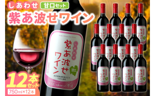 ＼先行予約 3月中旬より順次発送／ 赤ワイン 甘口 12本 セット 紫あ波せ ワイン (しあわせワイン) ぶどう 自園自醸 ワイン紫波 (AL097)