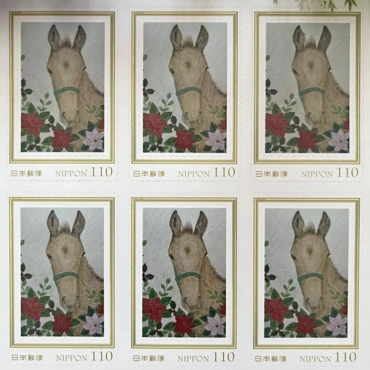 馬と花の切手3種セットB BIBN010 競馬ファン
