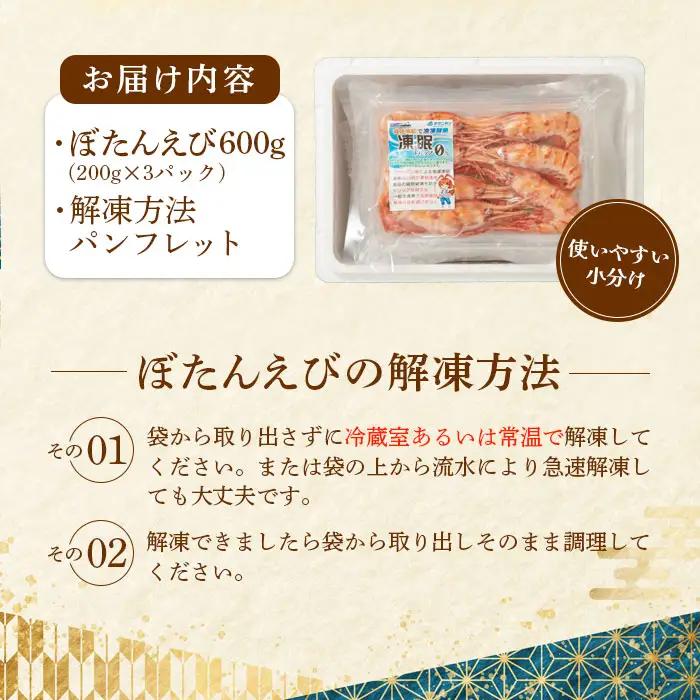 超速リキッド凍結でドリップゼロ！北海道羽幌産生鮮ぼたんえび 600g（200g×3パック）【0311801】