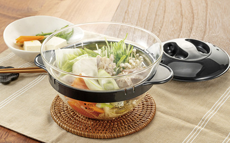 HARIO ガラスのレンジおかず鍋［XOY-1-B］｜ハリオ 耐熱 ガラス キッチン 日用品 キッチン用品 日本製 おしゃれ かわいい ひとり鍋 電子レンジ可_BE86　※離島への配送不可◇