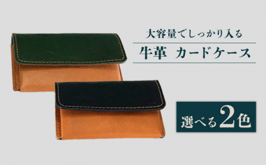 牛革 カードケース （ブラックとキャメル / グリーンとキャメル）長与町/グッピーサウンド [EBG013] ハンドメイド 名刺入れ 革小物
