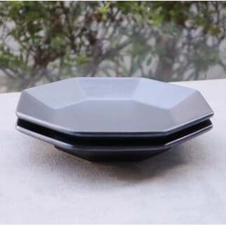 【まるふくオリジナル】有田焼 Black Pearl八角プレート2枚セット ブラック シルバー 取皿 ペア シンプル おしゃれ A14-107_イメージ3