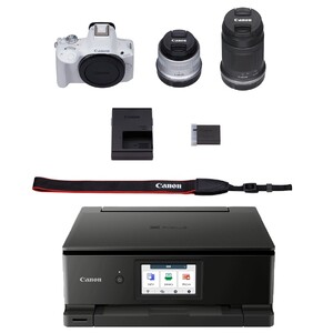【カメラ＆プリンターセット】 Canon EOS R50 ダブルズームキット（ホワイト） & インクジェットプリンター PIXUS TS8830 キヤノン キャノン 複合機_0053C-1