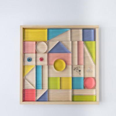 ふるさと納税 河内長野市 お花を閉じ込めたアクリル積み木 36ピース ミックス HIKARINOTOY