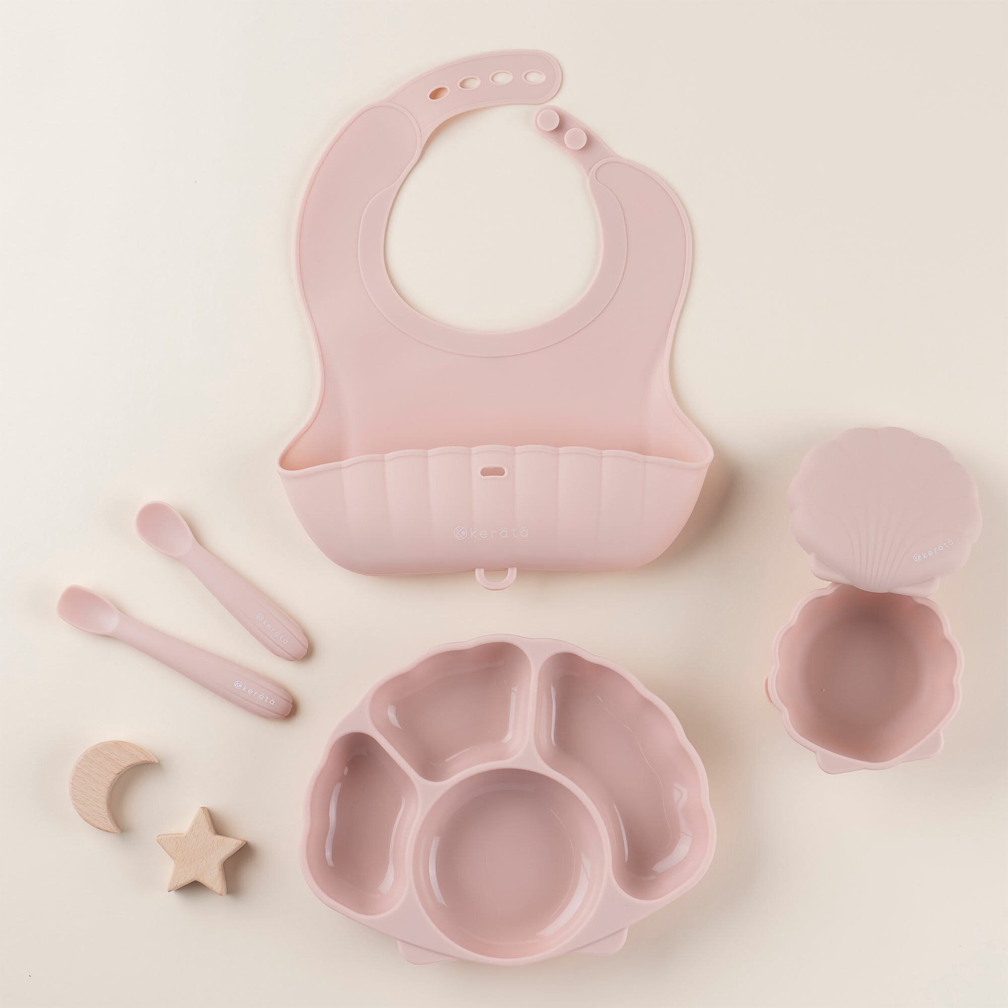 【ふるさと納税】選べる ベビー 食器セット（コーラルピンク） | kerata 赤ちゃん ベビー 日用品 食器 ベビー食器 マタニティ 長野県 塩尻市