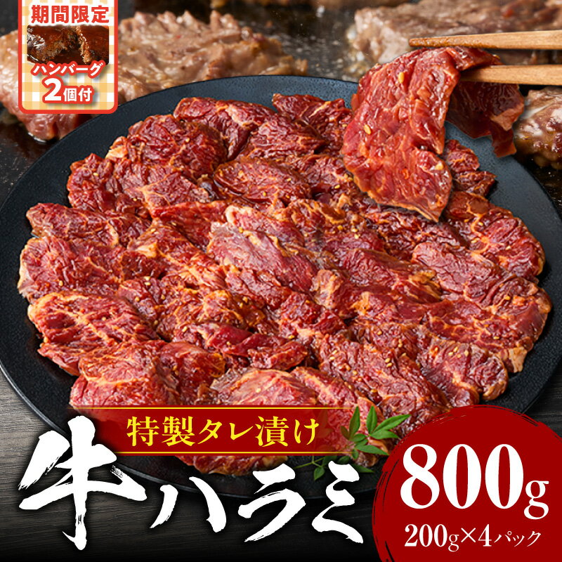 【ふるさと納税】牛ハラミ 肉屋こだわりの特製タレ漬け800g（200g×4P）＋ハンバーグ（250g×2個）【～10/31までの期間限定】・T133