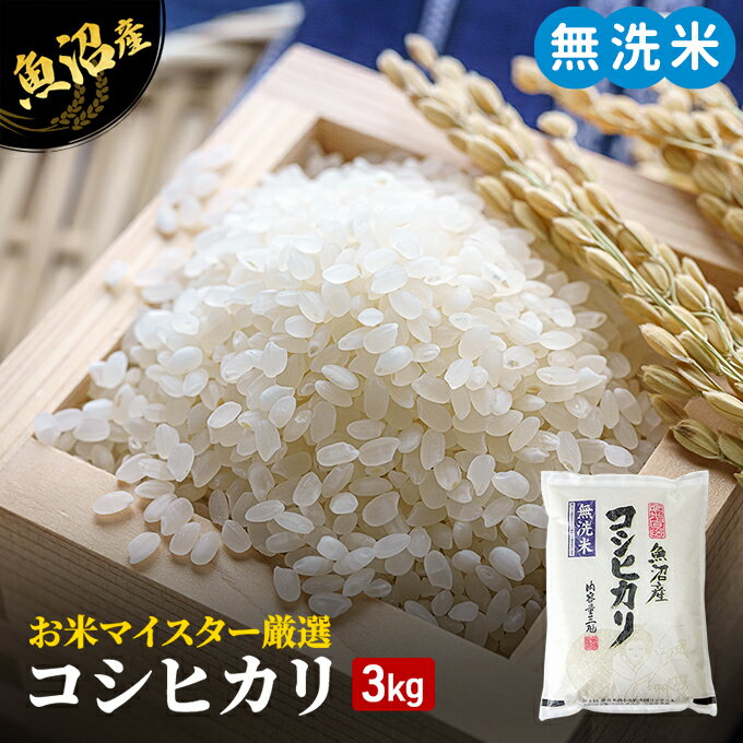 【ふるさと納税】無洗米 コシヒカリ 3kg 米 白米 お米 魚沼産コシヒカリ 新潟米 新潟 魚沼市　お届け：寄附入金確認後、約2週間～1ヶ月ほどでお届けとなります