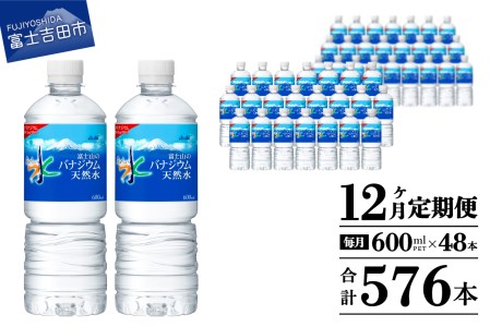 水 定期便 【12か月お届け】「アサヒおいしい水」富士山のバナジウム天然水 2箱(48本入）PET600ml 12回 水定期便 ミネラルウォーター 毎月 天然水 飲料水  防災 備蓄 ストック 防災グッズ 保存 非常用 山梨 富士吉田