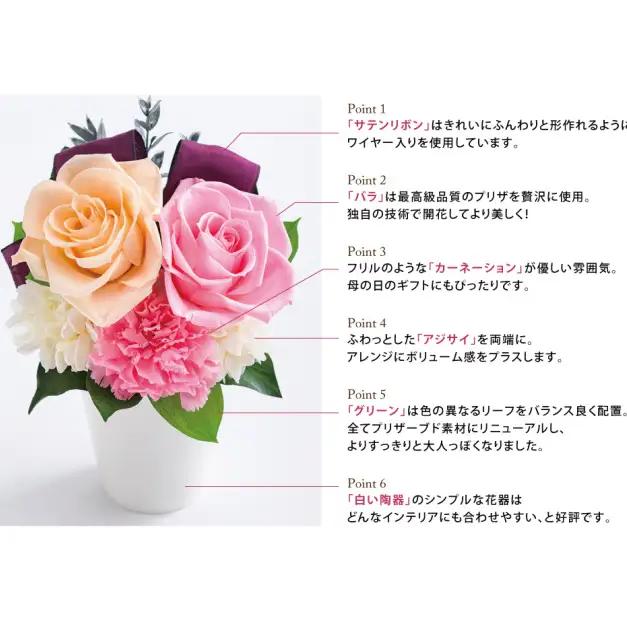 花 プリザーブドフラワー バラとリボンのアレンジメント ギフト プレゼント お祝い 誕生日 お供え アレンジ インテリア 東京都 墨田区 レッド