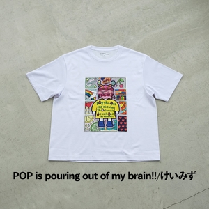 ＜新登場＞VOICE GATHERING アートプリントT-Shirt(POP is pouring out of my brain!!・Mサイズ・1枚) Tシャツ 半袖 トップス ホワイト 白 クル