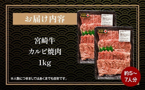 宮崎牛 カルビ焼肉 500g×2 合計1kg 牛肉 肉 お肉 精肉 国産牛 ブランド牛 和牛 黒毛和牛 カルビ