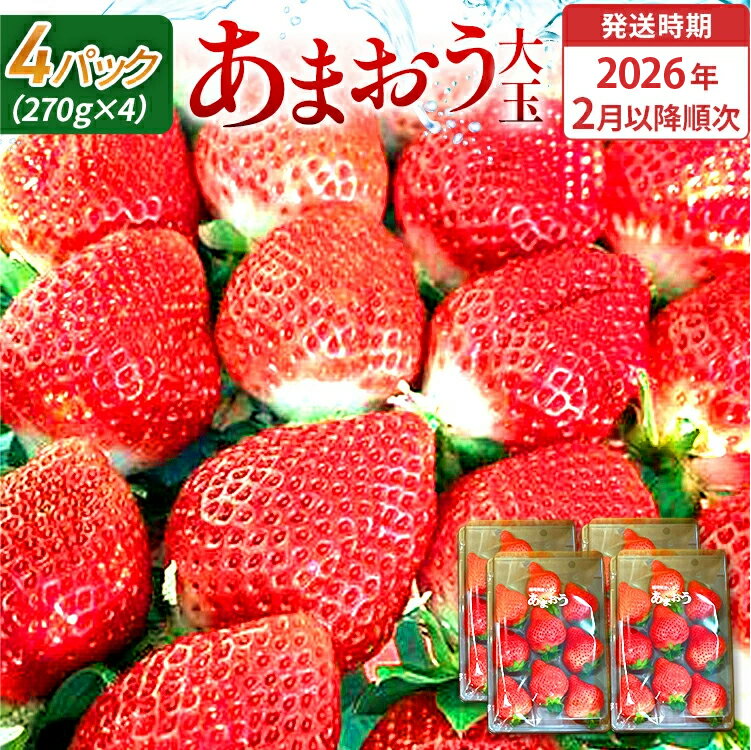 【ふるさと納税】期間限定 いちご あまおう 苺 イチゴ 1kg あまおう（大玉）、4パック（270g/パック） 【2026年2月以降順次発送】 フルーツ 果物 くだもの 大玉 ※北海道・沖縄・離島は配送不可 大木町産 おおきベリー CT004