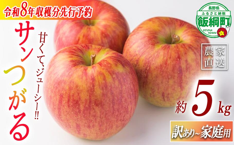 
            ＼農家応援企画／ 【令和8年度先行予約返礼品】 りんご サンつがる 家庭用 訳あり 5kg 2026年 先行予約 《 つがる リンゴ 林檎 訳アリ わけあり 不揃い 果物 くだもの フルーツ 長野県産 長野 信州 お試し 》 令和8年度収穫分 2026年8月下旬頃から9月中旬頃まで順次発送予定 長野県 飯綱町 [1110]
          