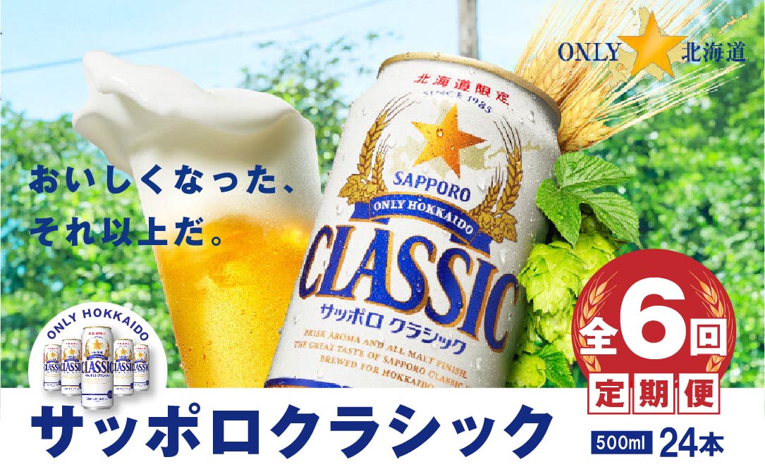 『定期便：全6回』サッポロクラシック500ml×24本【北海道限定】【30005401】