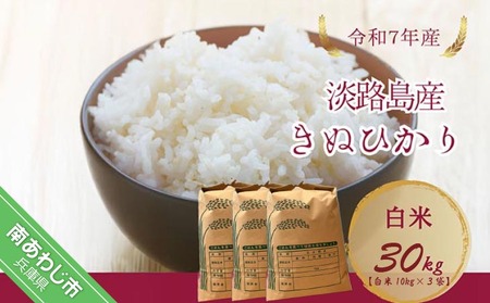 令和7年産新米　淡路島産キヌヒカリ　白米30kg