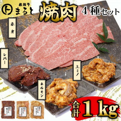 【ふるさと納税】【飛騨牛】焼肉4種セットB-4　赤身焼肉&味付けセット　合計1kg【配送不可地域：離島】【1616698】