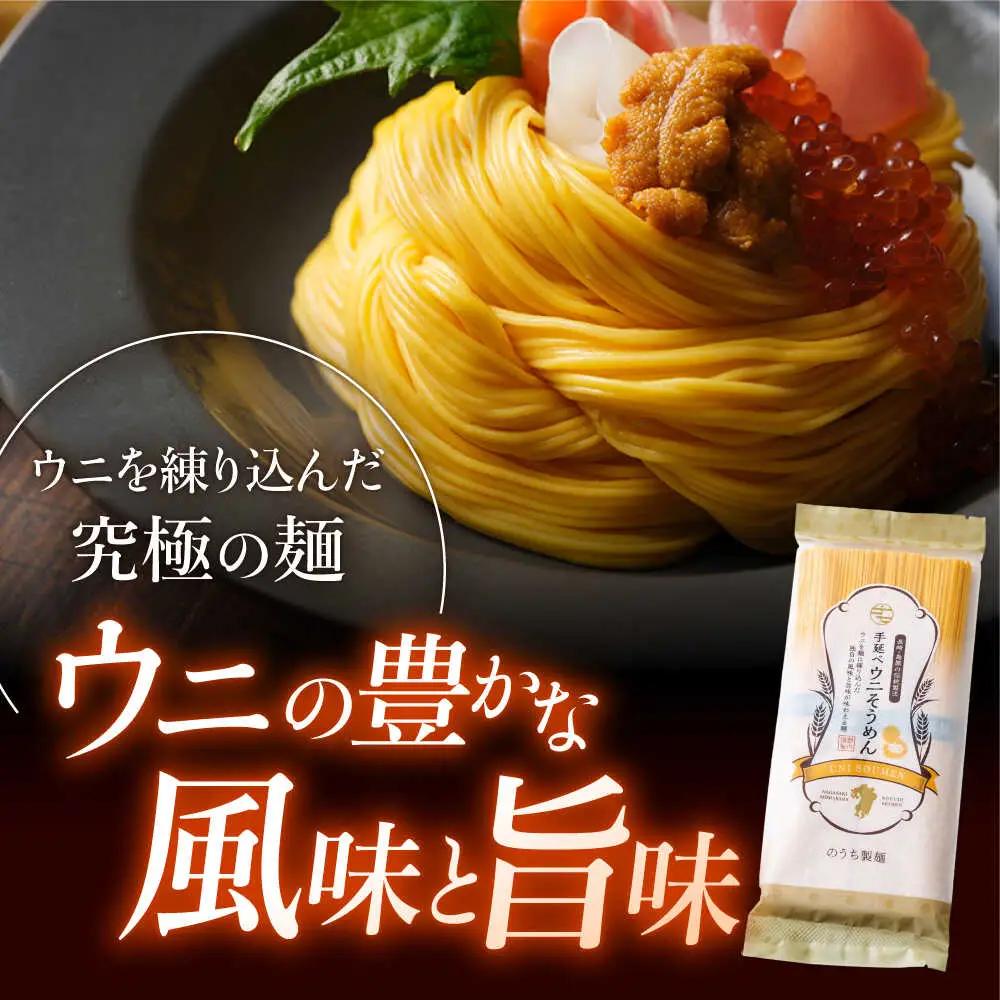 手延べウニそうめん 200g（50g×4束） あごだしスープ付 / そうめん 素麺 麺 乾麺 うに ウニ 雲丹 / 南島原市 / のうち製麺 [SAF011] 