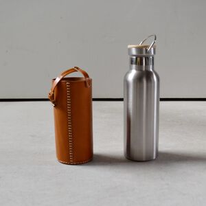Teha’amana Bottle+Bottle Cover ステンレスボトル+本革のボトルセット ブラウン テハマナ 皮  ボトルカバー レザー