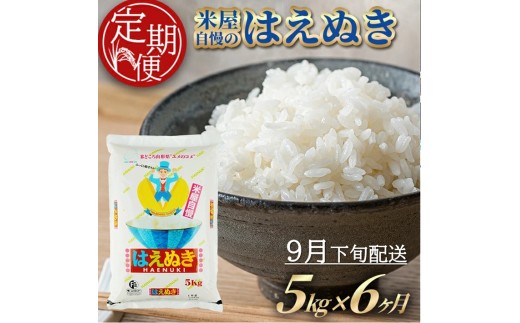 9月下旬発送開始／【6回定期便】［精米］米屋自慢のはえぬき　5kg×6回(計30kg) TO SH0092