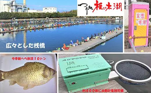 【つり処椎の木湖】 入場券 5枚 ヘラブナ 釣り 釣り堀 【へら鮒釣り】