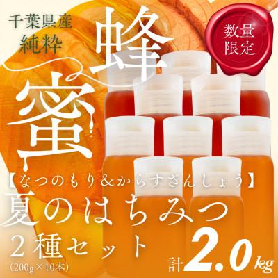 ふるさと納税 大網白里市 千葉県産はちみつ2kg【200g×2種食べ比べセット】なつのもり・からすざんしょう各5本ずつ