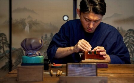 天然黒水牛印鑑13.5mm 甲州印伝ケース・桐箱付 ハンコ 判子 印鑑 実印 オーダーメイド 山梨県 身延町