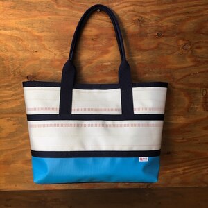 11-66N　【SUWAプレミアム】FIRE HOSE PRODUCTS　トートバッグＡタイプ　バイカラーブルー　Ｌ（パイピングカラー：紺）／レディース メンズ バッグ カバン 鞄 信州 諏訪