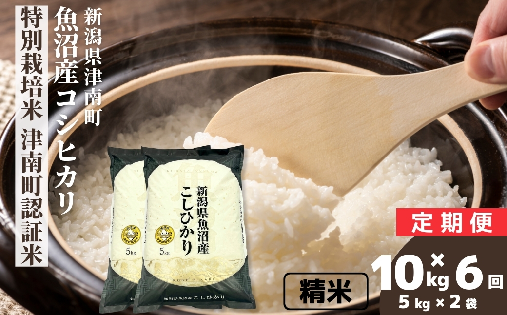 【6ヶ月定期便】【令和7年産】魚沼産コシヒカリ 特別栽培米 津南町認証米 10kg(5kg×2袋) 新潟県 津南町 大阪屋商店 129404-027