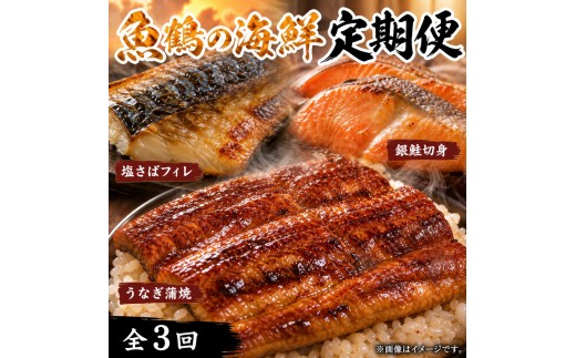 お魚のバラエティ定期便  （塩サバ・甘口塩銀鮭切身・うなぎ蒲焼）【定期便・全3回】【魚鶴】