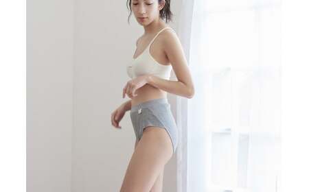 【キナリ1枚+杢グレー1枚 M-Lサイズ】hinna ふわリブ オーガニックコットン ふんどしショーツ【2枚セット】