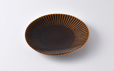 【波佐見焼】しのぎ 大皿2枚セット キャメル・アメ釉 食器 プレート【一龍陶苑】[CC89]