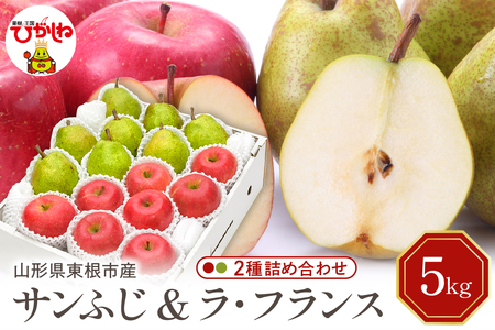 【令和7年産 先行予約】サンふじ&ラフランス 詰め合わせ 5kg(秀品) 東根市 山形県 東根農産センター提供 hi027-210-1　( 2024年産 先行予約 先行受付 リンゴ 林檎 アップル 梨 なし ナシ 西洋梨 有りの実 ペア 詰め合わせ セット フルーツ 果物 くだもの クダモノ 秋 旬 お試し お取り寄せ 産地直送 ご当地 特産 グルメ 送料無料 東北 山形県 東根市 人気 ふるさと納税 )