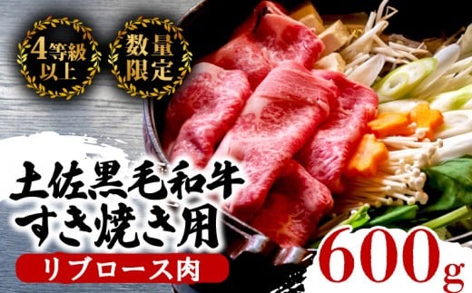 
                  土佐 黒毛 和牛 すき焼き用 600g | 特撰 リブロース肉 最上位等級 A4 A5 最高ランク 贅沢 すきやき スキヤキ用 鍋 焼肉用 小分け 冷凍 国産 牛肉 高知県 須崎 TM007-all
                