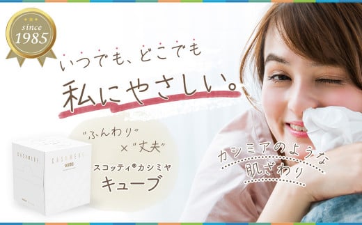 スコッティ カシミヤ キューブ 80組(1箱)×12箱 | 埼玉県 草加市 日用品 箱ティッシュ 160枚 12箱 コンパクト 洗面台 洗面所 ドレッサー 花粉症 柔らかい 優しい やさしい サイズ 