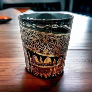 切子グラス（漆技） オールドグリーン